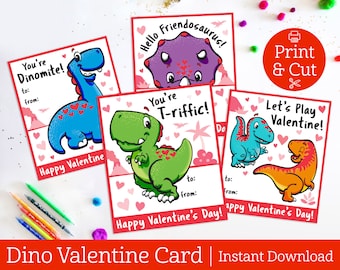 Dinosaur Valentine, INSTANT EDITABLE DOWNLOAD, Kids Dinosaur Valentines, Dino Valentine, Classroom Exchange Cards, Valentines Card, Dinosaur