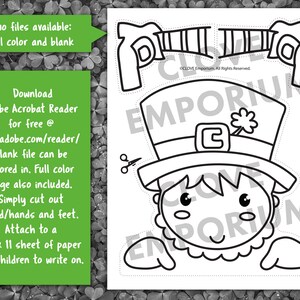 Leprechaun Page Topper, TÉLÉCHARGEMENT INSTANTANÉ, St. Patricks Day, Activité d'écriture, St Patricks Writing Prompts, Leprechaun Writing Craft image 3