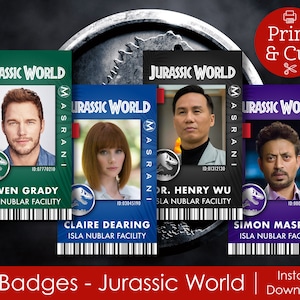 ID Badges,Halloween Costume, Digital Download, Jurassic Cosplay, Owen Grady, Claire Dearing, Dinosaur, Jurassic World Inspired ID Badge