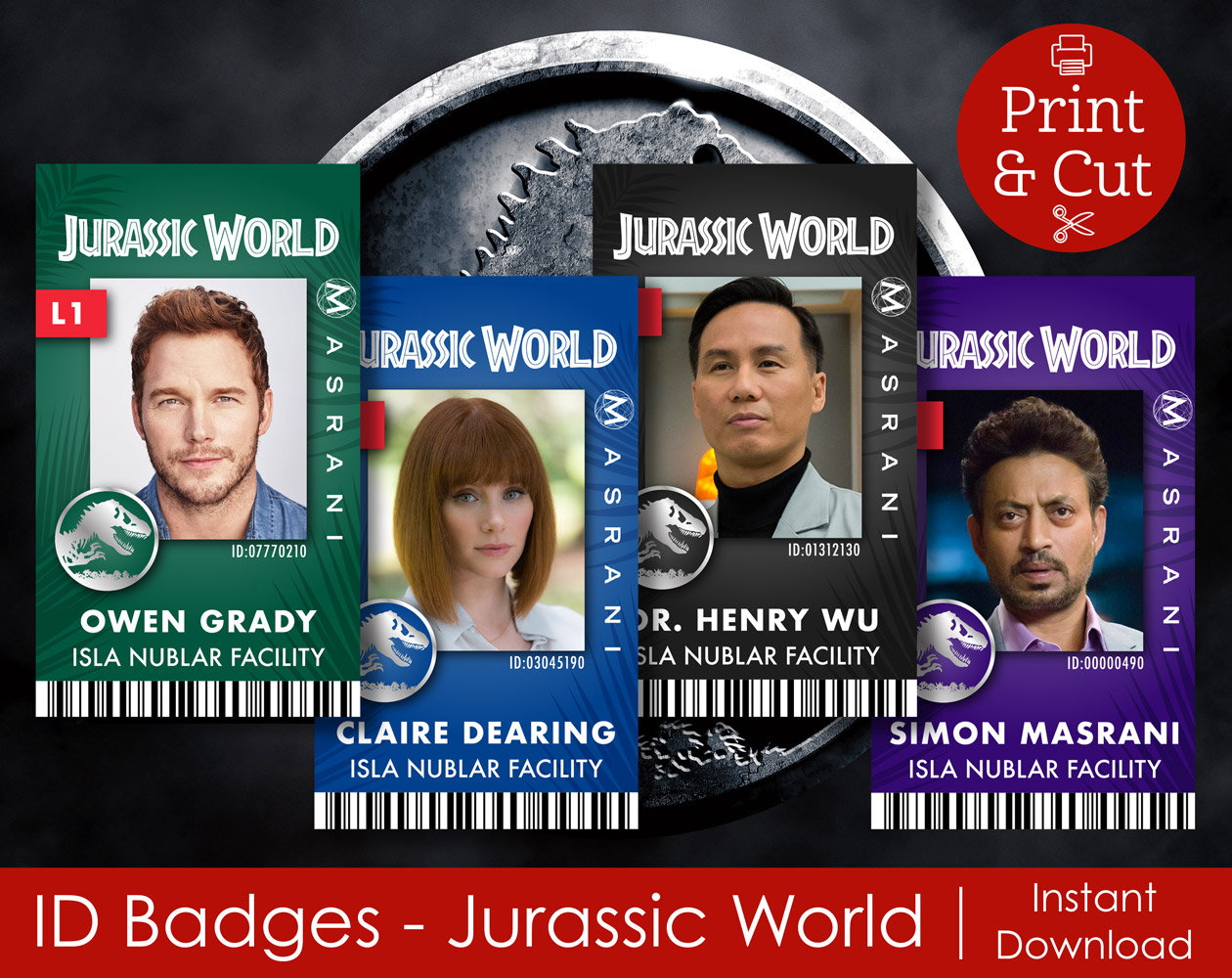 Jurassic World Inspired ID Badges Instant Download Halloween | Etsy