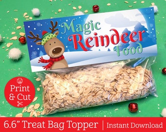 Magic Reindeer Food Bag Topper, INSTANT EDITABLE DOWNLOAD, Holiday Treat Bag, Reindeer Food Favors, Classroom Favors, Christmas Printable