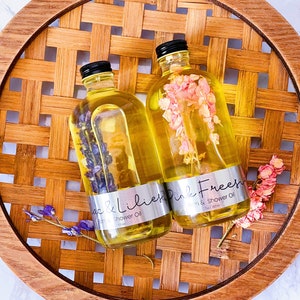 Shower and Bath Oil Shower Oil Bath Oil Body Oil Moisturizing Oil Pink Freesia Bath Gifts Spa Gifts Mother's Day Gifts image 3
