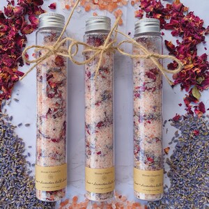 Rose & Lavender Bath Soak - Luxury Bath Salt - Test Tube Bath Salt - Bedtime Bath Soak - Pink Himalayan Salt Bath Soak - Relaxing Bath Salt