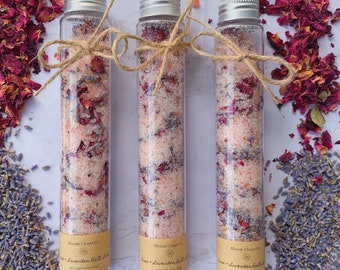 Rose & Lavender Bath Soak - Luxury Bath Salt - Test Tube Bath Salt - Bedtime Bath Soak - Pink Himalayan Salt Bath Soak - Relaxing Bath Salt