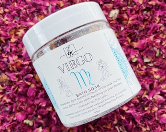 Virgo Bath Soak: Lavender & Chrysanthemum, Zodiac Gift (8.5 oz)