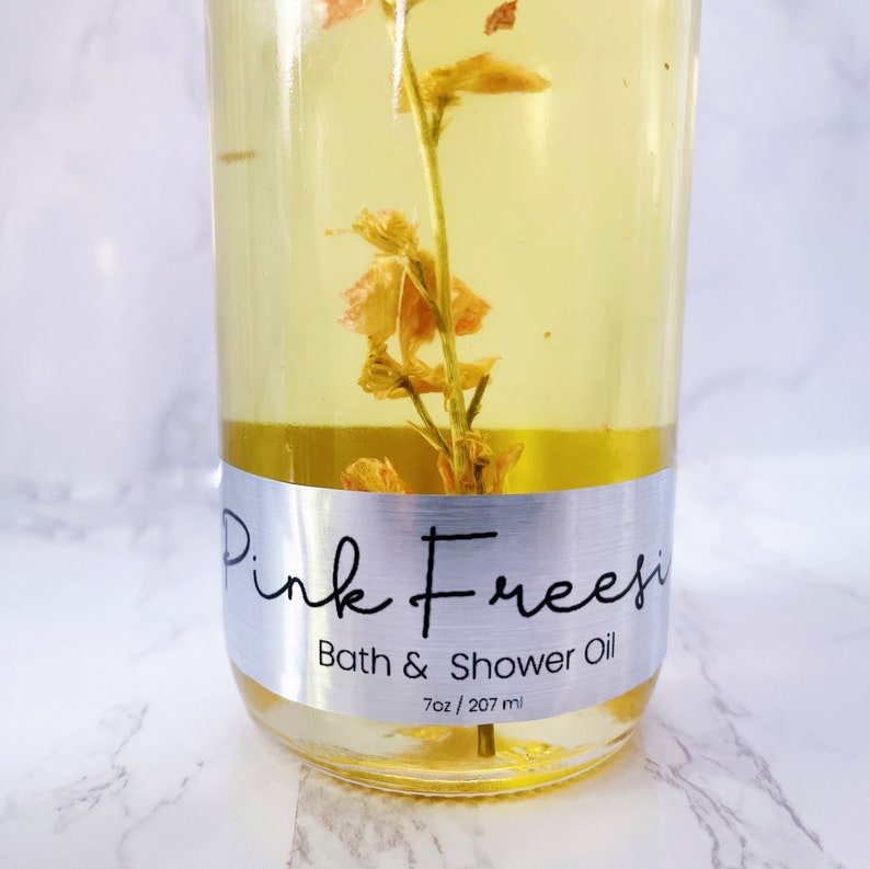 Shower and Bath Oil Shower Oil Bath Oil Body Oil Moisturizing Oil Pink Freesia Bath Gifts Spa Gifts Mother's Day Gifts image 8