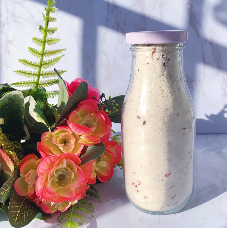 rear view of milk bath soak in milk bottle