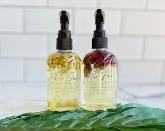 4oz Hydrating Botanical Body Oil - Rose and Jasmine - Rose Flora - Rose Scented Body Oil