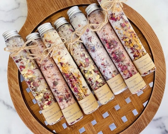 Large Test Tube Bath Salts - Bulk Test Tube Bath Salt - Rose and Jasmine Bath Soak - Pink Himalayan Rose Bath Soak - Rosemary Bath Soak