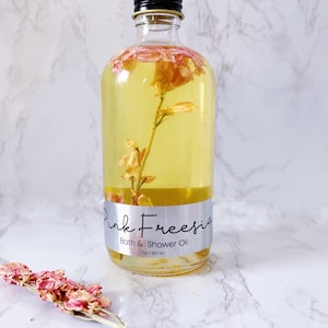 Shower and Bath Oil Shower Oil Bath Oil Body Oil Moisturizing Oil Pink Freesia Bath Gifts Spa Gifts Mother's Day Gifts image 7