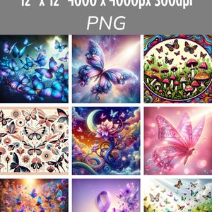 Sublimation Bundle 9 Butterfly PNG Designs Enchanting Butterfly Digital Art Bundle Instant Download Printable 300dpi