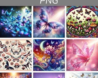 Sublimation Bundle 9 Butterfly PNG Designs Enchanting Butterfly Digital Art Bundle Instant Download Printable 300dpi