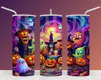 Humorous Halloween 20oz Skinny Tumbler Wrap Bundle Mischievous Ghost Design Fall PNG, Spooky PNG Autumn Png Instant Download 3 Designs