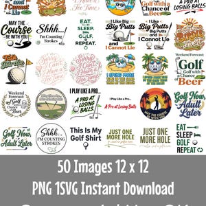 Grappige golf PNG-bundel 50 sublimatieontwerpen PNG-bestanden Golfcitatenbundel Ontwerpen shirt en mok Commercieel gebruik