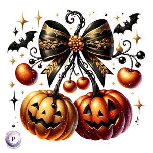 Cherries Pumpkin Png Cherry Pumpkin Season Png Fall Vibes Coquette Bow Sublimation Design Pumpkin Fall Girly Halloween Digital Download