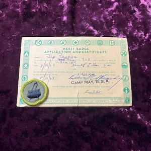 Boy Scouts Cooking Merit Badge With Certificate Vintage 1960s