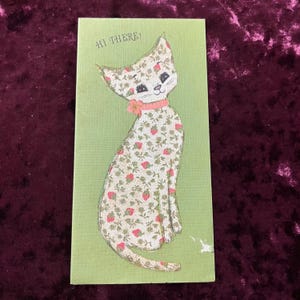 Carte de rétablissement vintage fraise chat