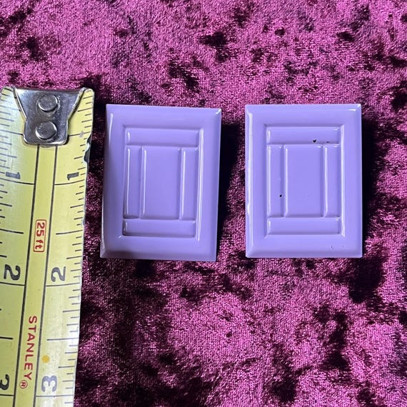 Lavender Oversized Vintage Rectangle Earrings - image 2
