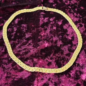 Vintage Gold Toned Textured Necklace Flat Laying