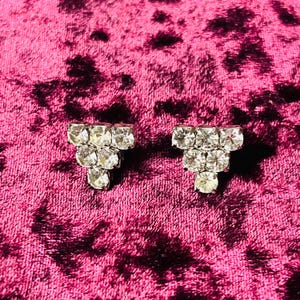 Rhinestone Triangle Stud Earrings Vintage