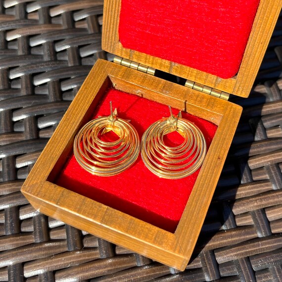 Vintage Golden Circles And Star Earrings - image 4