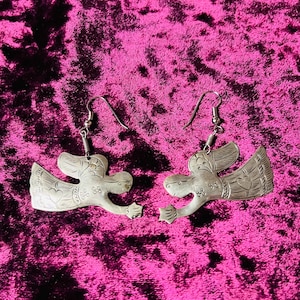 Folk Art Angel Earrings Vintage Silver