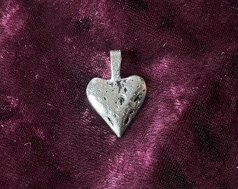 Vintage Rustic Silver Toned Heart Pendant