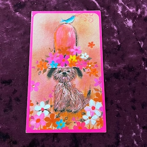 Carte de rétablissement vintage chien avec chapeau