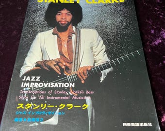 Livro de transcrição de improvisação de jazz japonês vintage de Stanley Clarke, década de 1970, Nichion Publications Inc.