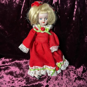 Porcelain Christmas Doll Vintage 1980s