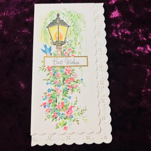 Vintage gefeliciteerd kaart lantaarnpaal