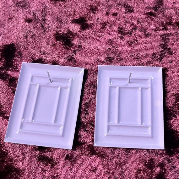 Lavender Oversized Vintage Rectangle Earrings - image 3