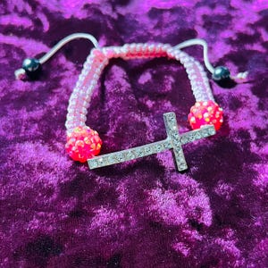 Y2K Pink Adjustable Cross Woven Bracelet