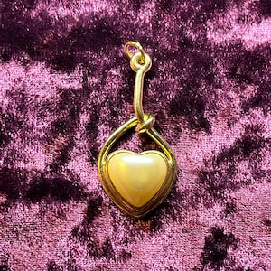 Vintage Faux Pearl Heart Gold Toned JS Marked Pendant