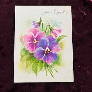 Carte de sympathie vintage fleurs violettes