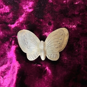 Vintage Silver Butterfly or Moth Folk Art Engraved Pin