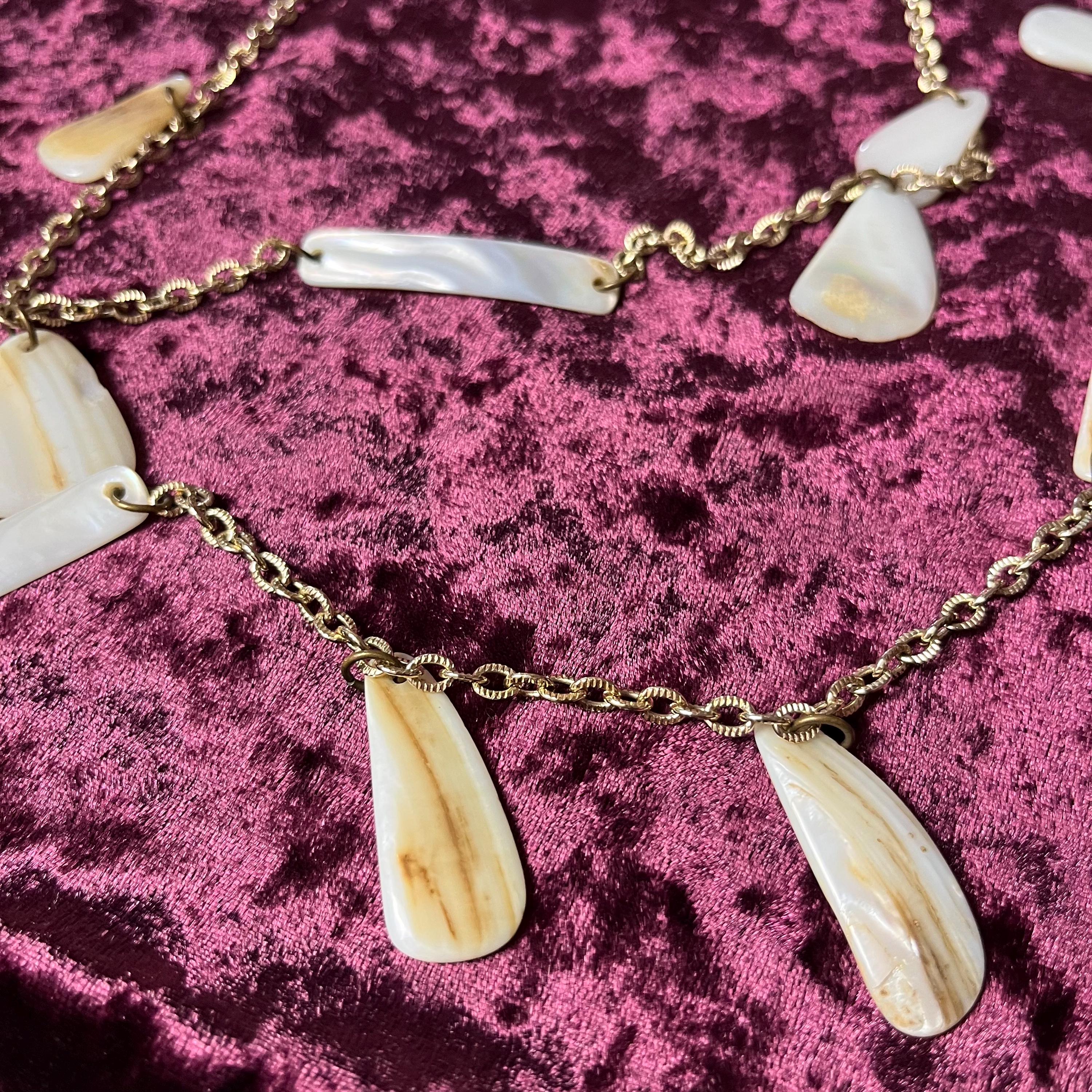 ヴィンテージ ロング シェルとゴールド チェーン ネックレス - Etsy 日本
