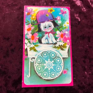 Carte Get Well Soon vintage chien blanc avec chapeau