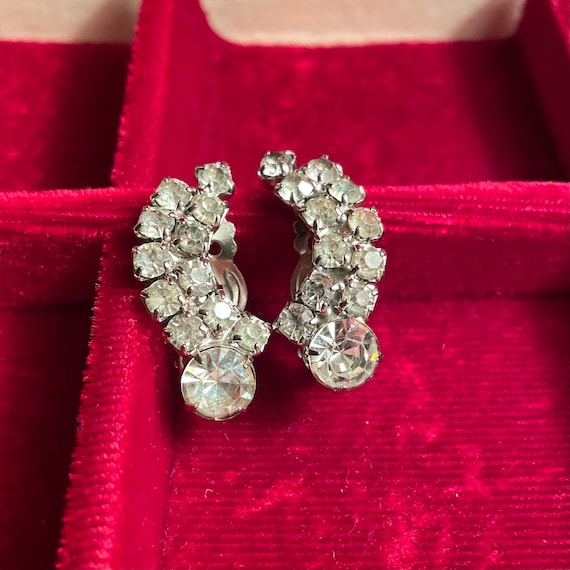 1950s-1970s Judy Lee Vintage Rhinestone Clip-on E… - image 1