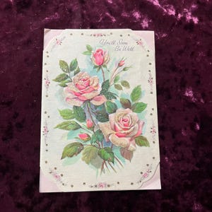 Carte Get Well Soon vintage, roses roses