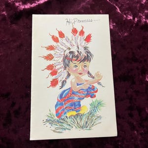 Cartão de aniversário vintage princesa nativa americana