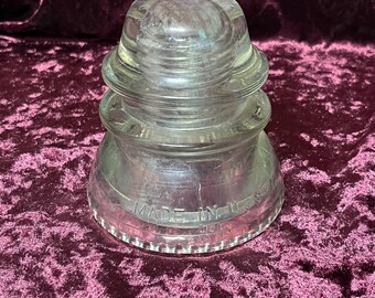Vintage Hemingray 42 Glass Insulator: Glowing Blue Stars, Sun