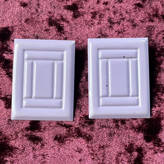 Lavender Oversized Vintage Rectangle Earrings - image 1