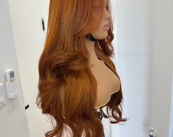 30” CAMBOYA CRUDO/cabello Rojo/JENGIBRE Encaje frontal