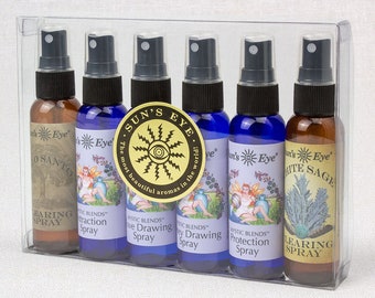 Sun's Eye Spray 6 Piece Gift Set Protection Money Attraction Love Palo Santo Sage