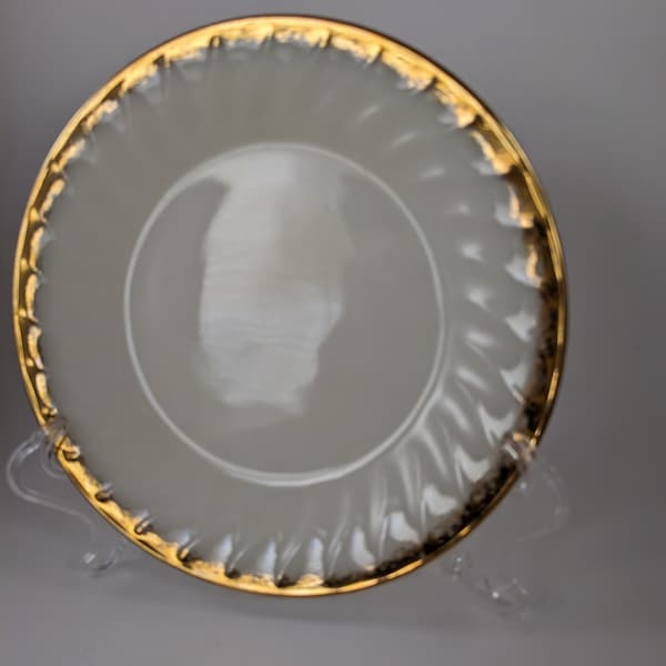 Vintage Fire King Swirl anniversario d'oro in vetro di latte con bordo in oro 22 carati