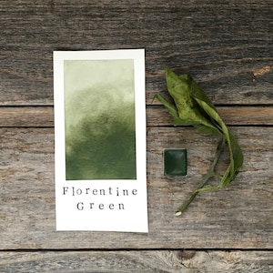 Handmade Watercolor - Florentine Green - Opaque Green Watercolor - for Painting, Calligraphy, and Lettering