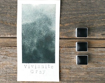 Handmade Watercolor - Vivianite Gray - Mineral Pigment - for Painting, Calligraphy, and Lettering