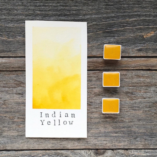 Handmade Watercolor - Indian Yellow Hue - for Painting, Calligraphy, and Lettering