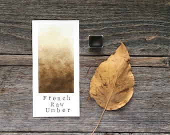 Handmade Watercolor - French Raw Umber - Brown - for Painting, Calligraphy, and Lettering